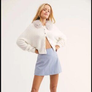 Free People Days in the Sun Faux Suede Miniskirt - Wisteria Blue NWT